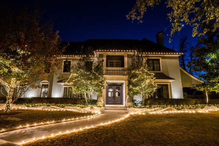 Wake Forest Home with Christmas lights on